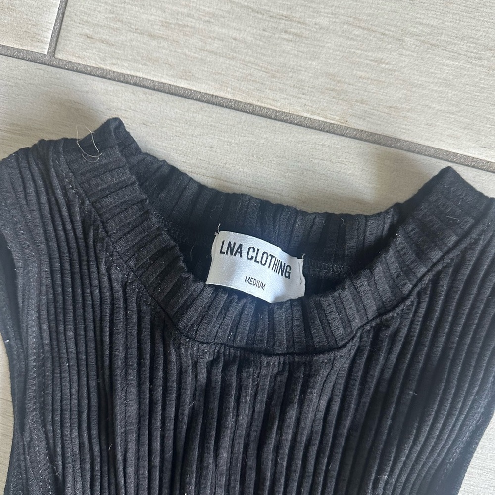 LNA Clothing Black Ribbed Top